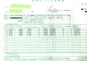 住宅ローン第1回の明細書。返済回数420回、月々82,551円