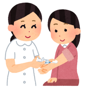 注射をしている様子のイラスト