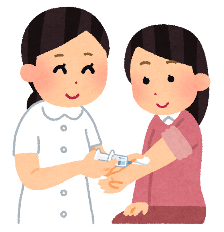 注射をしている様子のイラスト