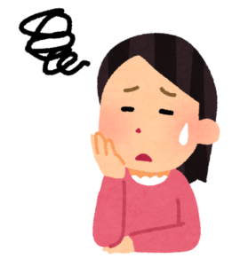悩んでいる女性のイラスト
