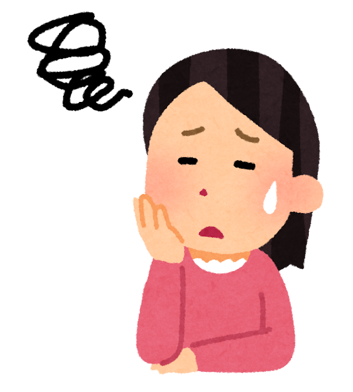 悩んでいる女性のイラスト