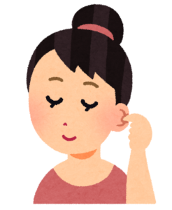 耳をつまむ女性のイラスト