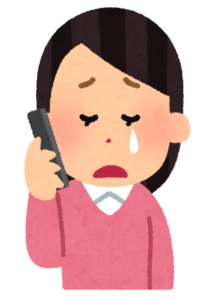 電話で相談している女性のイラスト