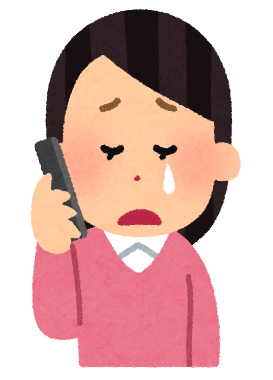 電話で相談している女性のイラスト