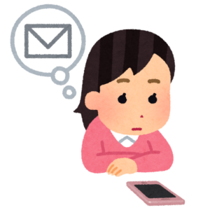 メールを待つ女性のイラスト