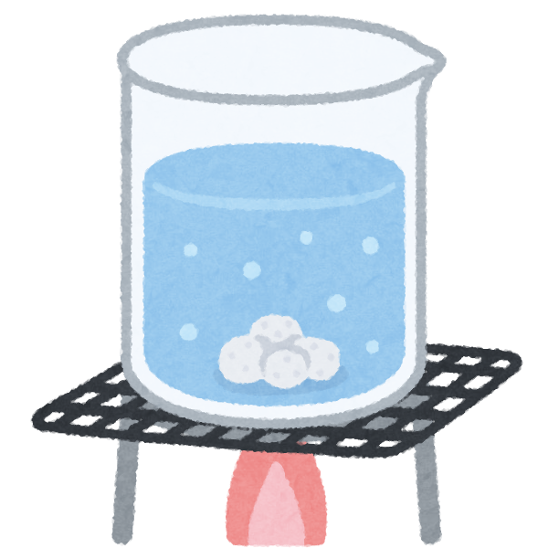 加熱しているビーカーのイラスト