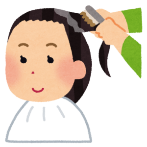 白髪染めをしている様子のイラスト