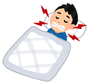 寝ながら歯ぎしりをする人のイラスト