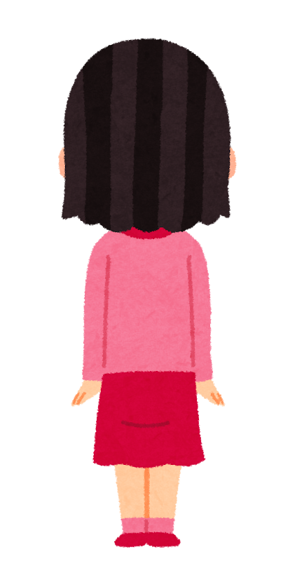 黒髪の後ろ姿のイラスト