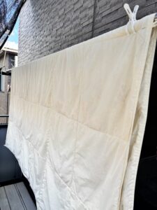 乾いてふっくら戻った羽根布団