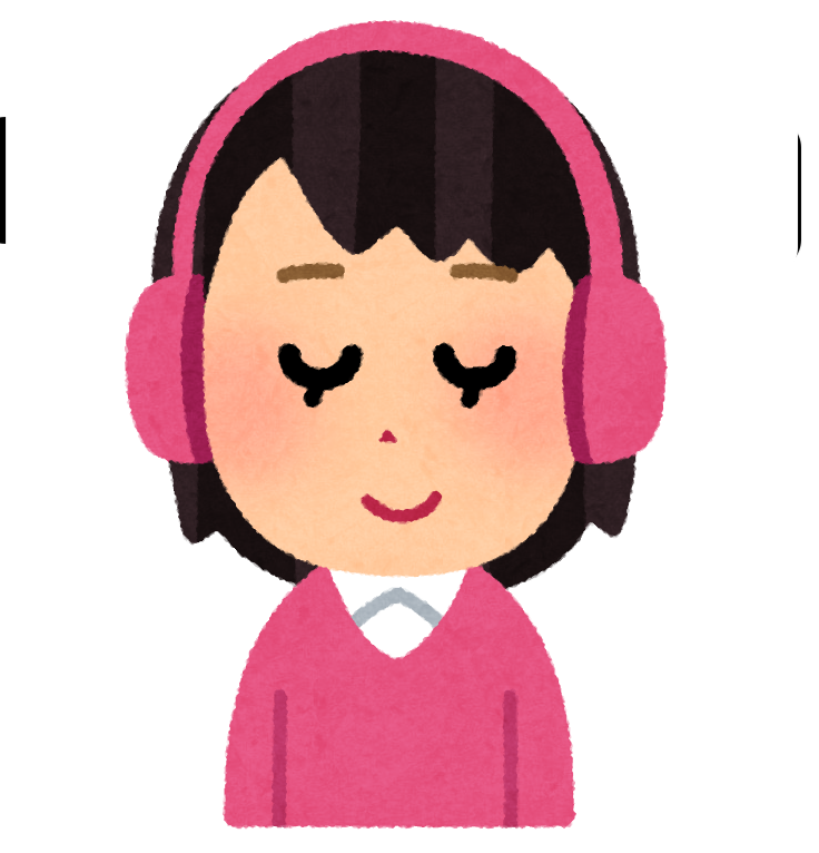 ヘッドホンで聴いている女性のイラスト