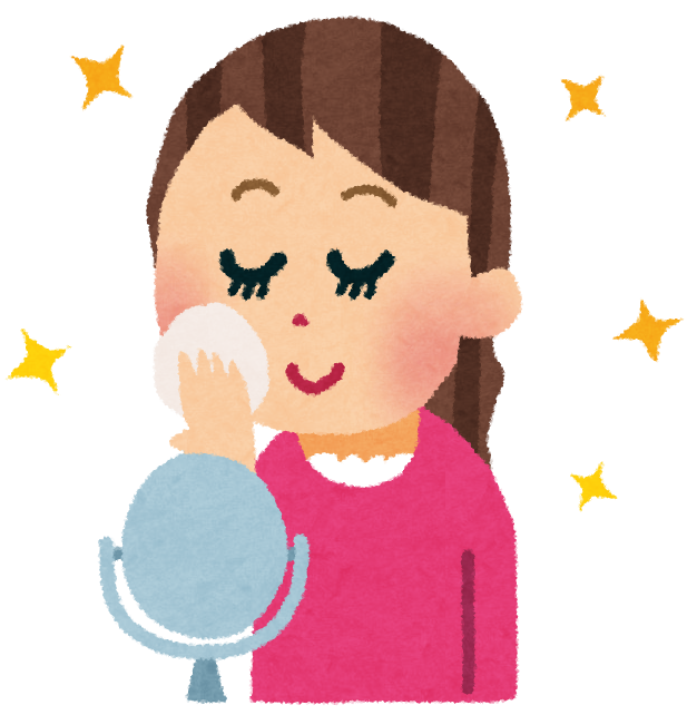お化粧をしている様子のイラスト