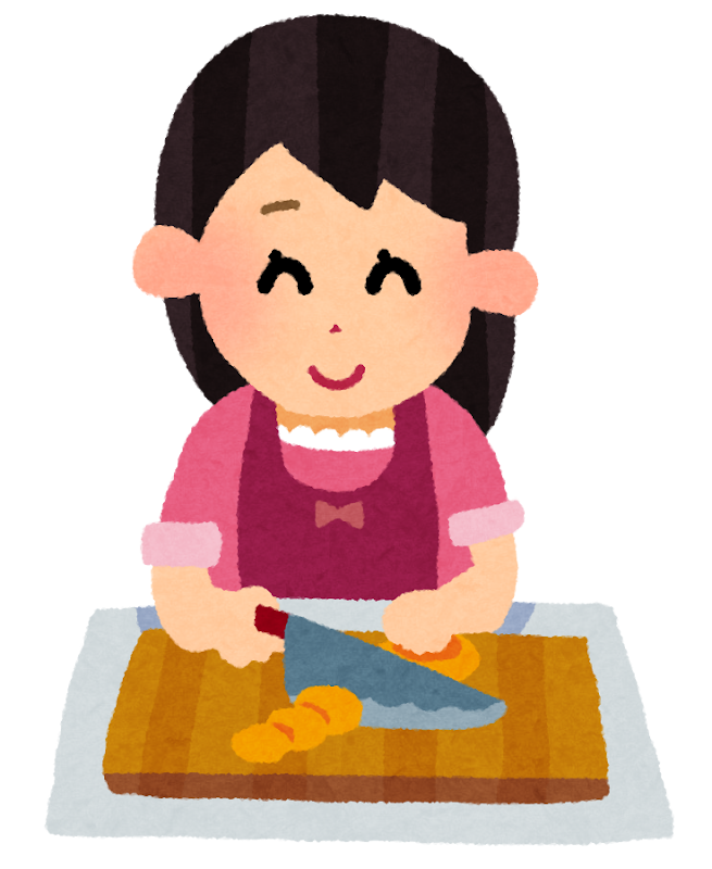 料理をしている女性のイラスト