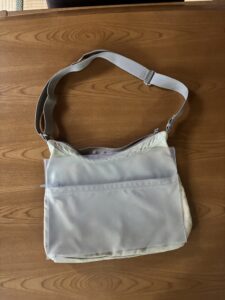 バッグの上にA4のクリアファイルを重ねたところ