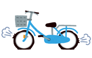 パンクした自転車のイラスト